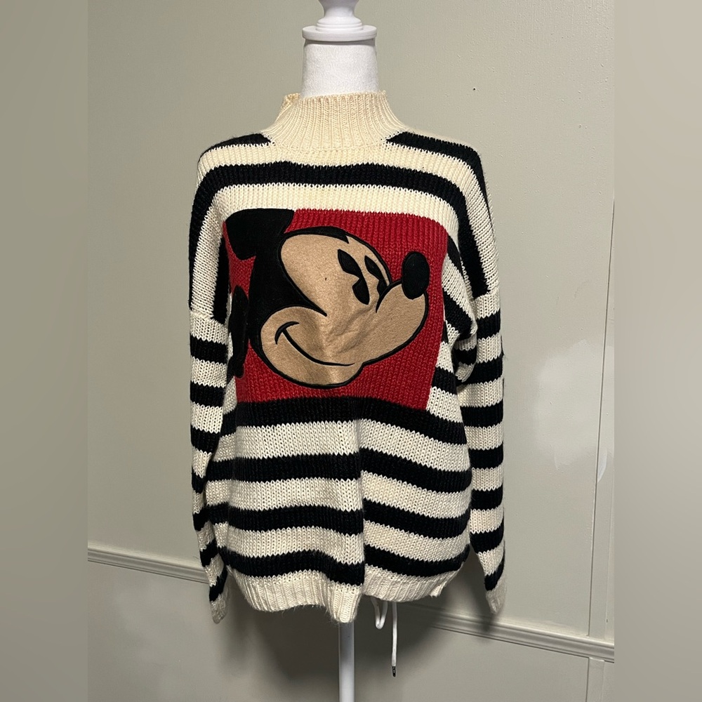 Vintage Mickey Mouse Striped Sweater